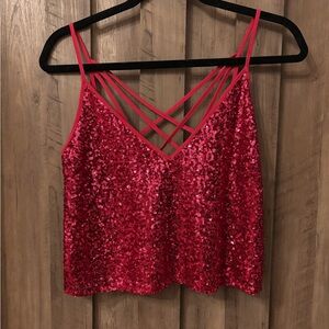 Pink Sequin crop top